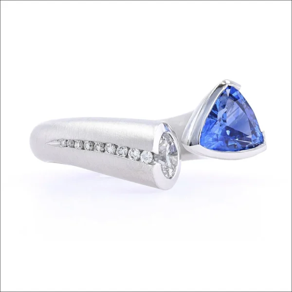 Sapphire Diamond Kissing Ring Platinum - Image 4