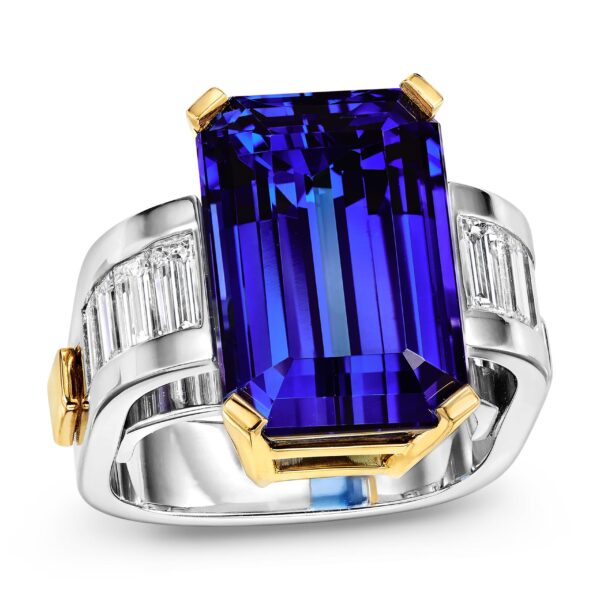 Tanzanite and Baguette Diamond Adjustable Ring