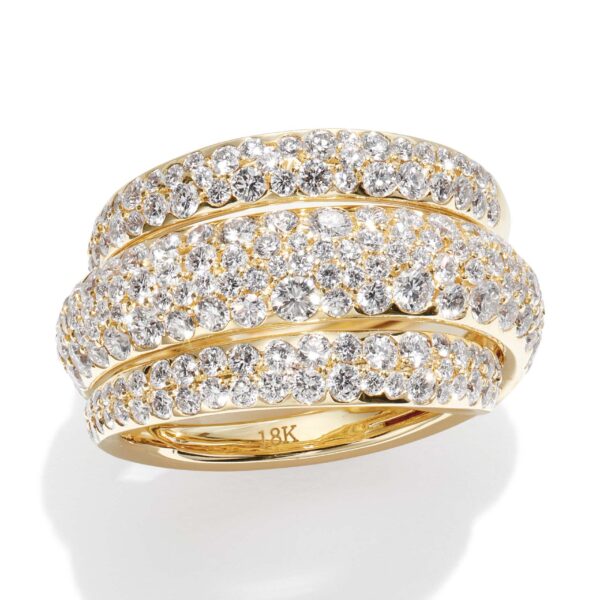 3-Strand Flyover Diamond and Yellow Gold Ring