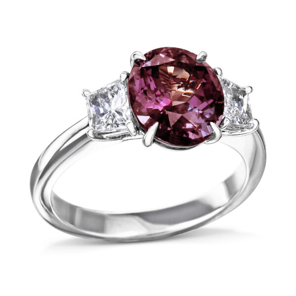 Rare Alexandrite & Diamond Three-Stone Ring