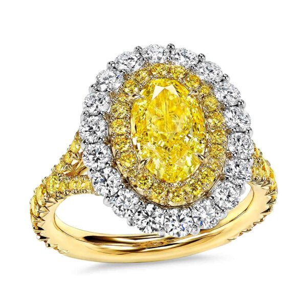 Oval Fancy Intense Yellow Diamond Ring