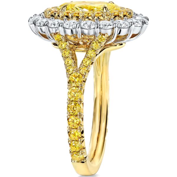 Oval Fancy Intense Yellow Diamond Ring - Image 3